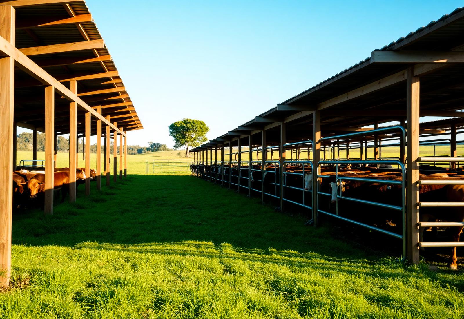 Curral moderno bem planejado em fazenda brasileira